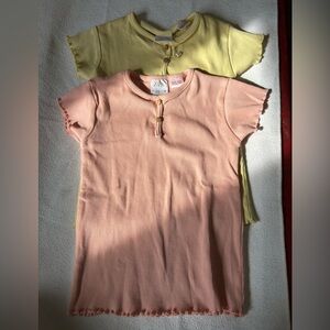 Zara Girls Short Sleeve Tees in Peach and Light Yellow (2)